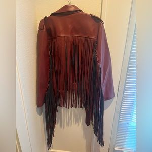 Leather jacket with Fringe